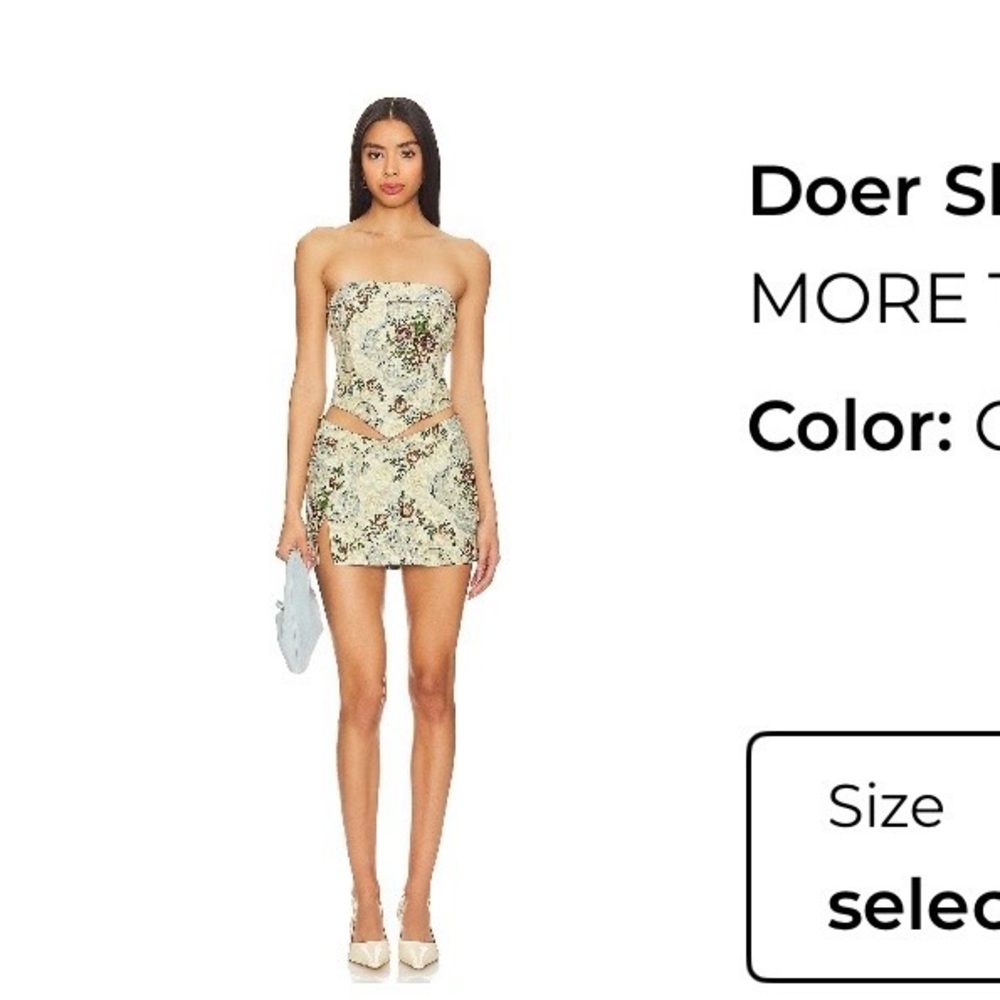 REVOLVE Strapless Floral Mini Dress in Mint and Brown